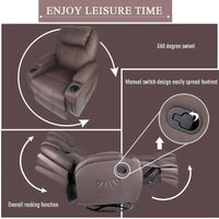 Fauteuil Inclinable de Massage Pivotant Chauffant en Similicuir pour Salon