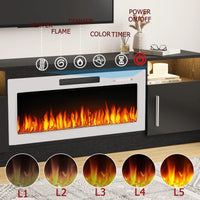 Bossin Meuble TV avec foyer 70 avec foyer électrique 36, meuble TV pour téléviseurs jusqu'à 80, LED 16 couleurs/meuble de divertissement