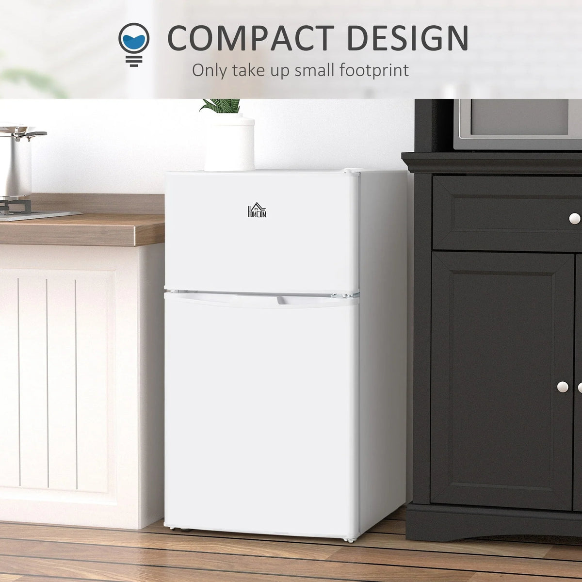 HOMCOM Mini-réfrigérateur double porte avec congélateur, réfrigérateur compact 3.2 pi³ avec étagère réglable, thermostat réglable