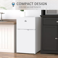 HOMCOM Mini-réfrigérateur double porte avec congélateur, réfrigérateur compact 3.2 pi³ avec étagère réglable, thermostat réglable