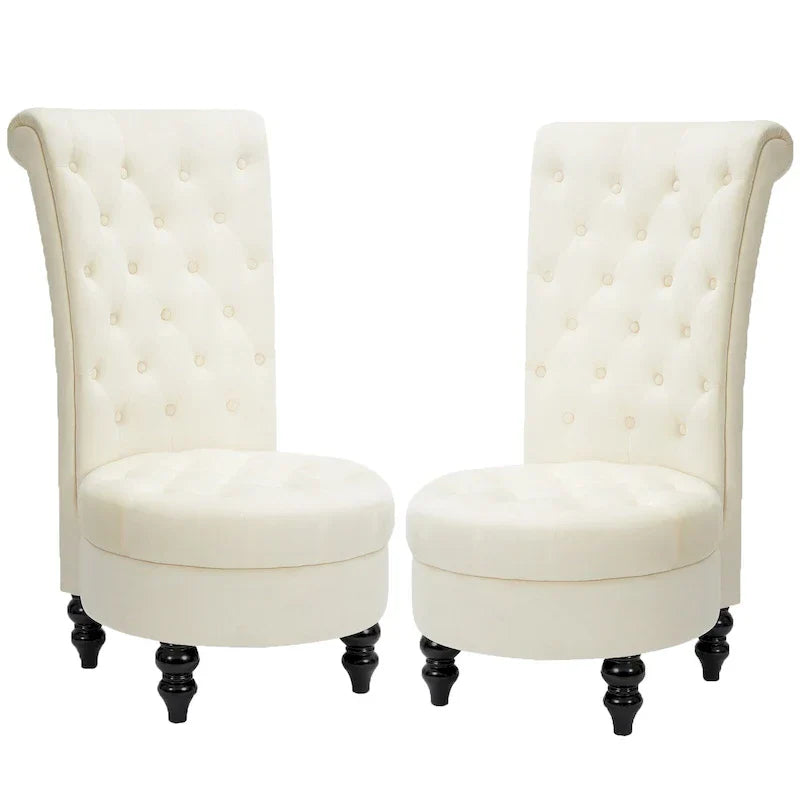 AVAWING Lot de 2 chaises de trône royales rembourrées et pieds en bois d'hévéa