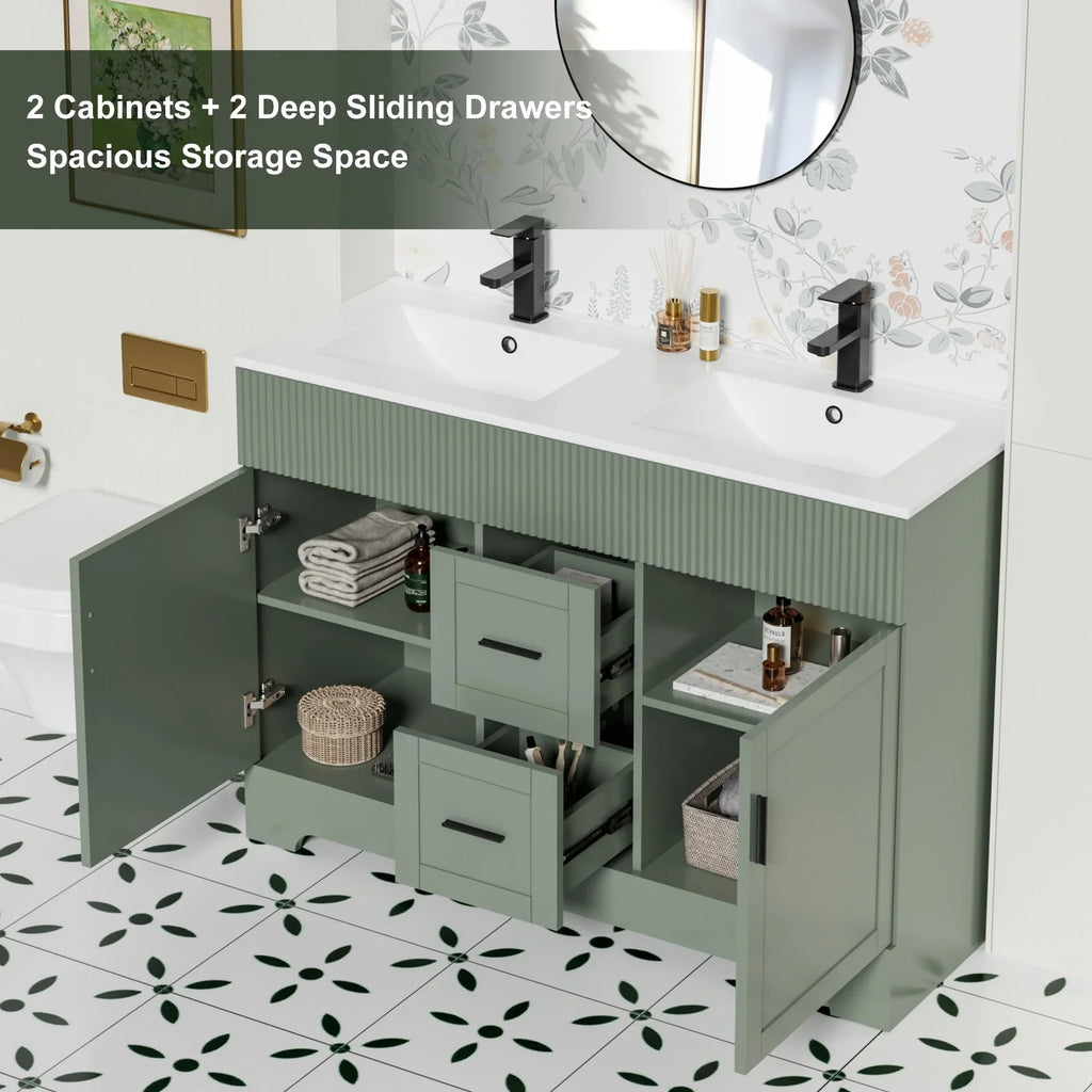 Wavy Line Ensemble meuble-lavabo de salle de bain 30/36/48 avec vasque & robinet