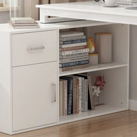 Bureau d'angle réversible blanc pivotant Bureau d'ordinateur