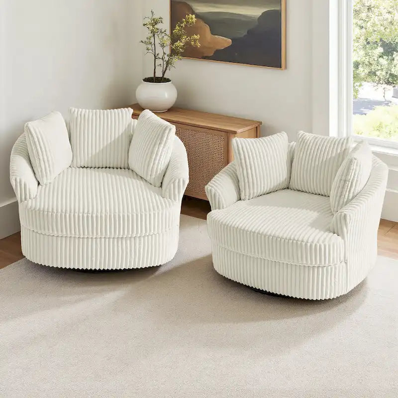 DREAMSIDEA - Lot de 2 fauteuils tonneau pivotants à accoudoirs encastrés à housse