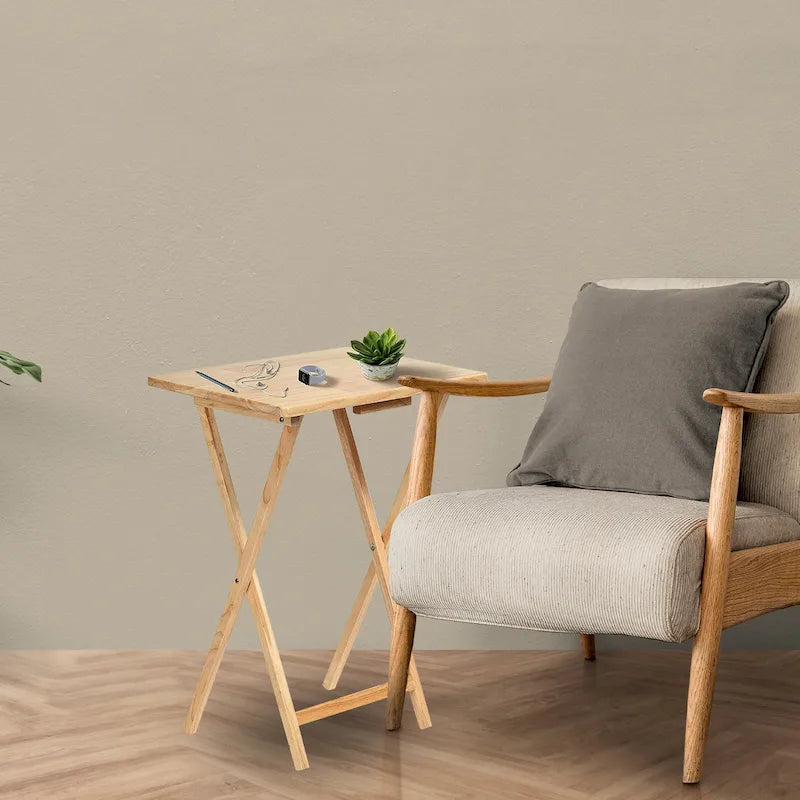 PJ Wood tables plateaux TV pliantes avec support de rangement compact, espresso, ensemble de 5 pieces - 36,38