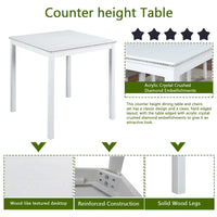 Ensemble de salle à manger moderne 5 pièces avec table carrée hauteur comptoir et 4 chaises rembourrées