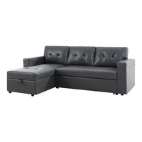 Canapé sectionnel convertible réversible avec lit escamotable, méridienne de rangement dissimulée et pieds durables