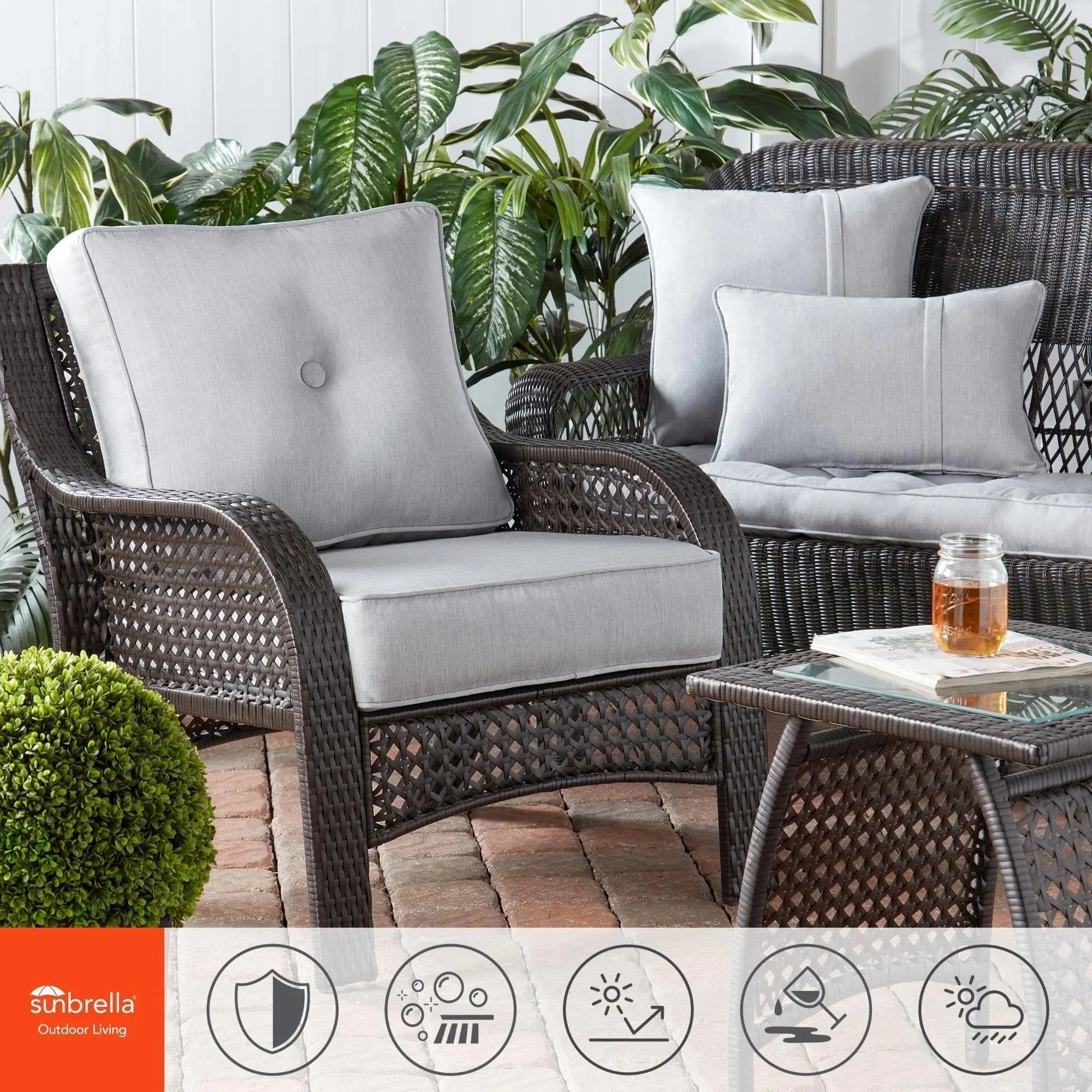 Sunbrella Ensemble de coussins d'extérieur à assise profonde premium 2 pièces