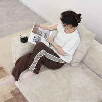 Grand canapé modulaire sectionnel en velours côtelé, en forme de U, 4 places avec 2 poufs et 5 oreillers