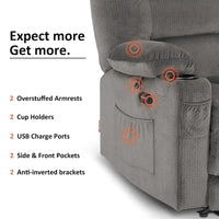 Causeuse Inclinable Électrique MCombo avec Chaleur et Massage, Tissu PR648