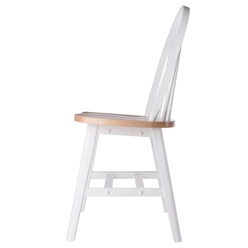 Ensemble de 2 chaises Windsor, naturel et blanc