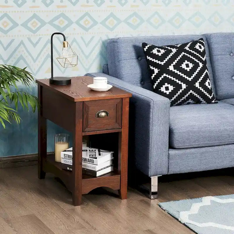 Ensemble de 2 tables d'appoint contemporaines compactes Gymax avec tiroir - 13 X 22 X 23 (L X l X H)