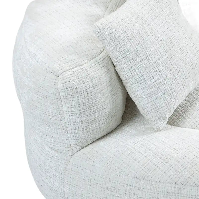 Canapé paresseux à dossier haut en chenille avec 3 coussins et pouf surdimensionné