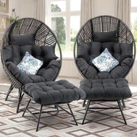 FINCATI Fauteuil Œuf d'intérieur, Fauteuil Œuf d'extérieur 200 kg, Fauteuil Œuf surdimensionné avec pouf, Fauteuil Œuf de luxe confortable avec repose-pieds