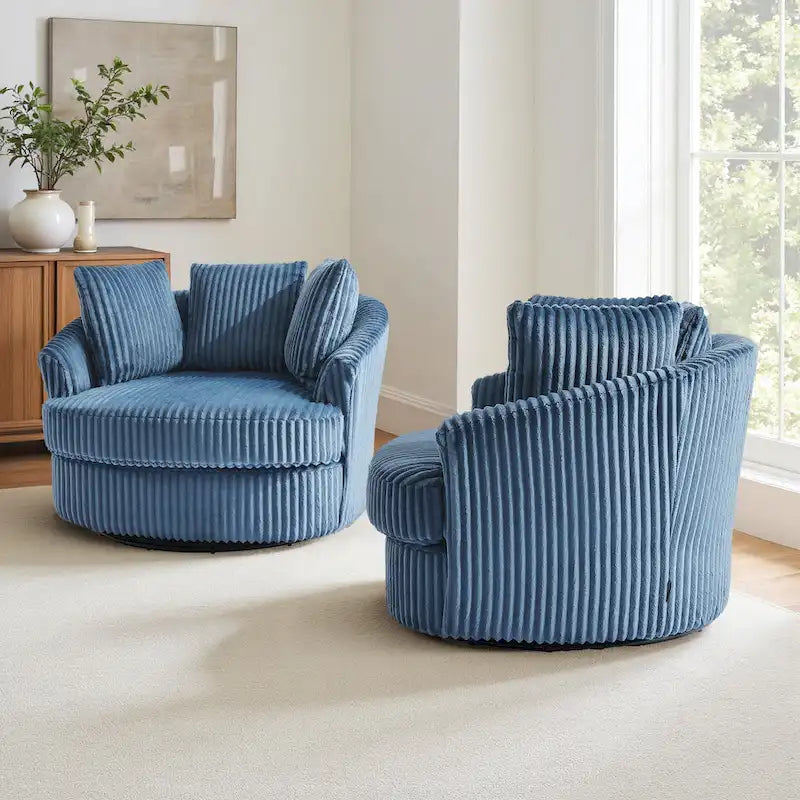 DREAMSIDEA - Lot de 2 fauteuils tonneau pivotants à accoudoirs encastrés à housse