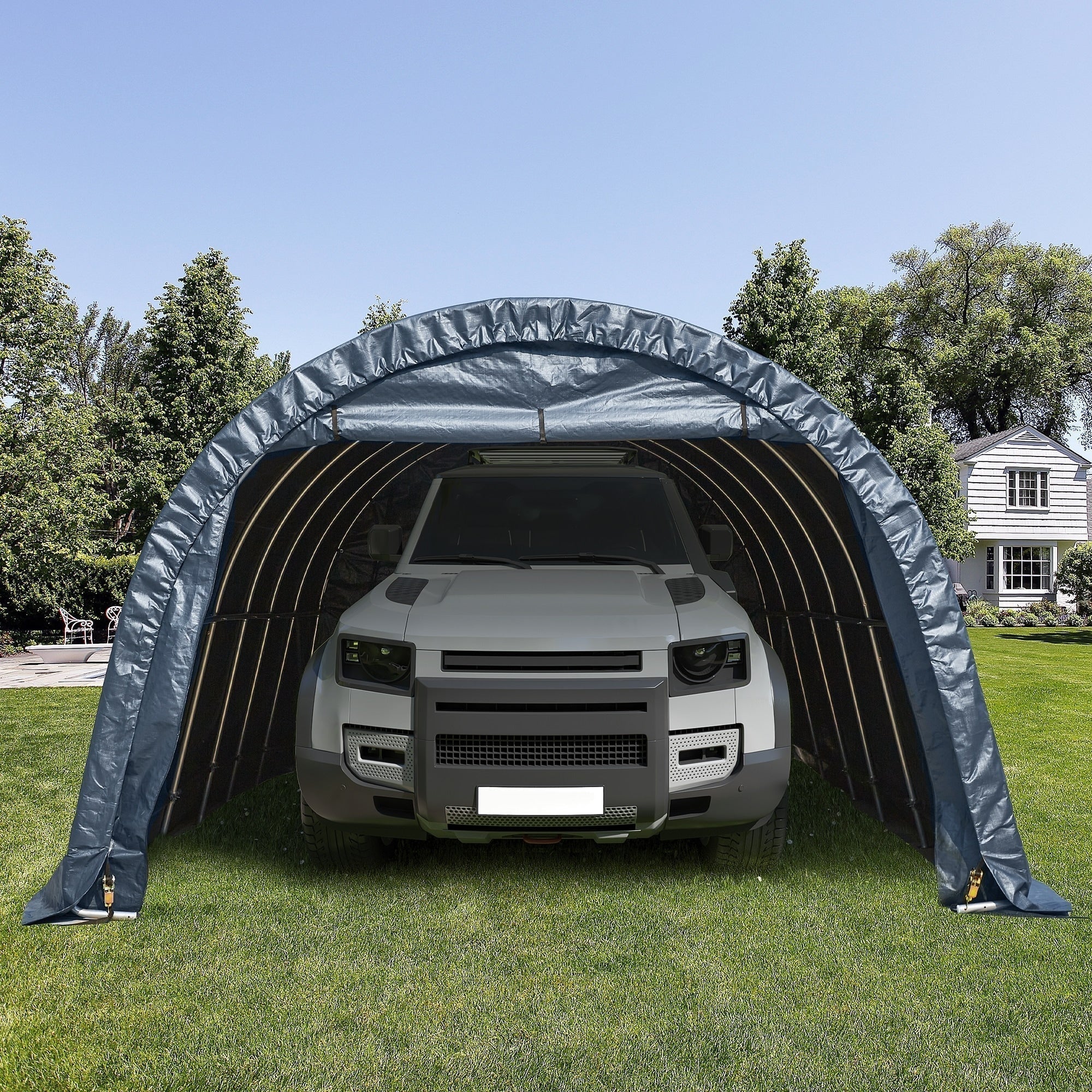 Abri de rangement extérieur et auvent carport : abri portable pour vélos, motos et rangement de jardin