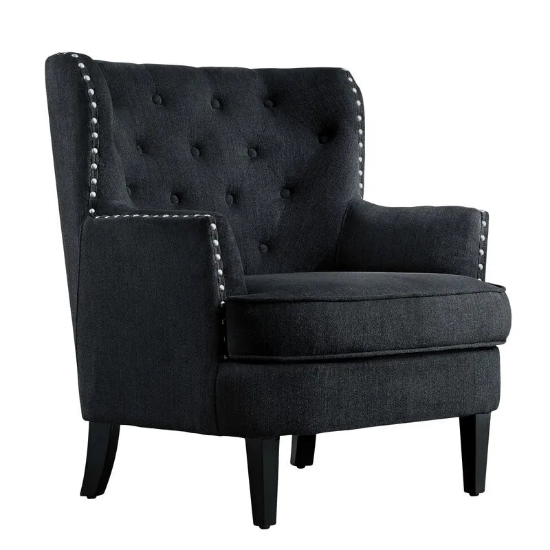 Moser Bay Mignon fauteuil d'appoint à oreilles capitonné en velours / lin 30 de large