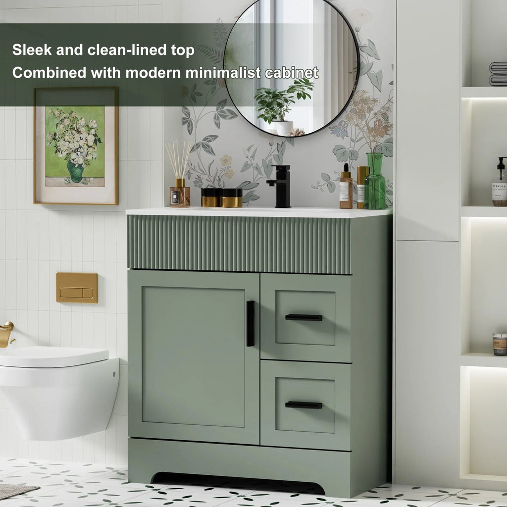 Wavy Line Ensemble meuble-lavabo de salle de bain 30/36/48 avec vasque & robinet