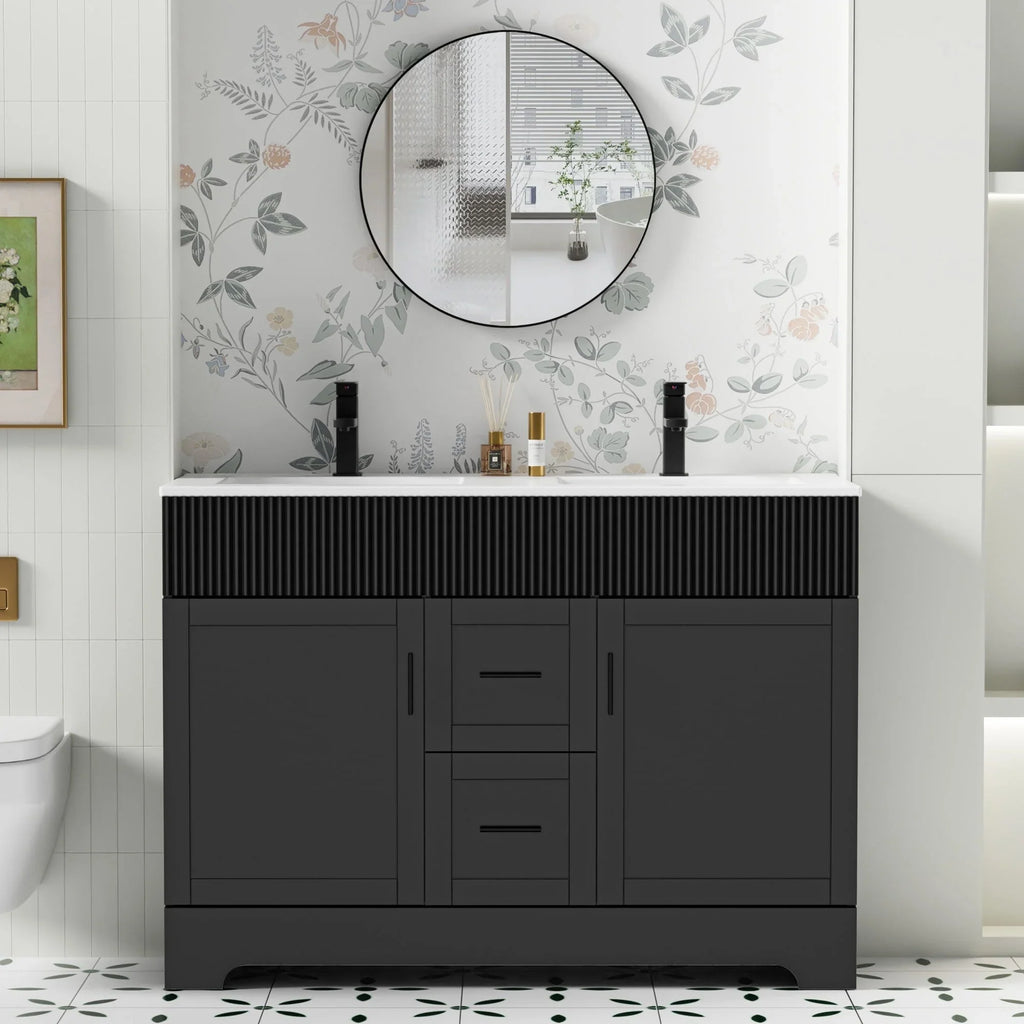 Wavy Line Ensemble meuble-lavabo de salle de bain 30/36/48 avec vasque & robinet