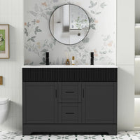 Wavy Line Ensemble meuble-lavabo de salle de bain 30/36/48 avec vasque & robinet