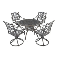 Ensemble de salle à manger d'extérieur 5 pièces en fonte d'aluminium avec 4 chaises pivotantes