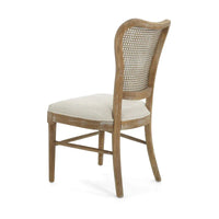 Chaises de salle à manger en bois d'hévéa de style fermier avec dossier en rotin (deux chaises par ensemble).