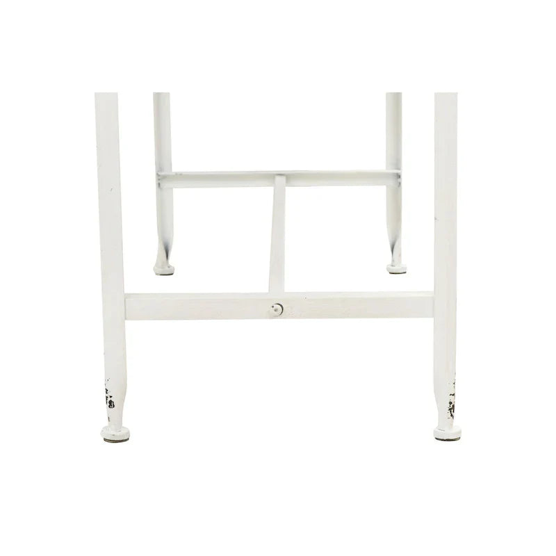 Console en métal finition zinc et bois à bord festonné