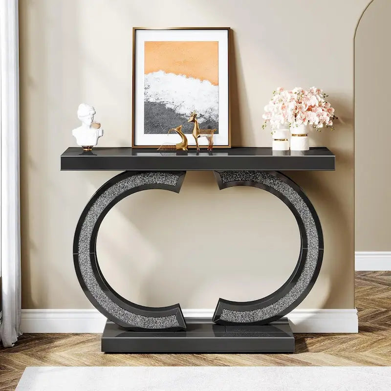 Console argentée, 39 table d'entrée à miroir pour entrée