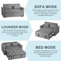 Causeuse de futon moderne en velours avec dossier inclinable et poches, 2 places – Gris foncé / Gris clair / Bleu / Noir