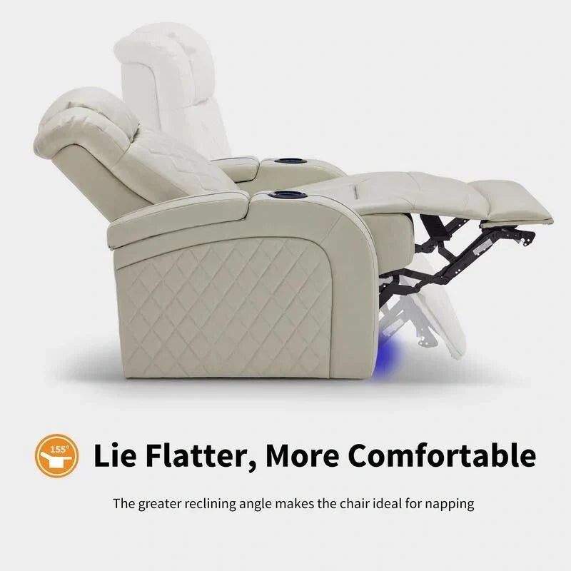 MCombo Fauteuil inclinable électrique avec appui-tête réglable, siège de home cinéma double moteur avec port USB, cuir respirant HTS411