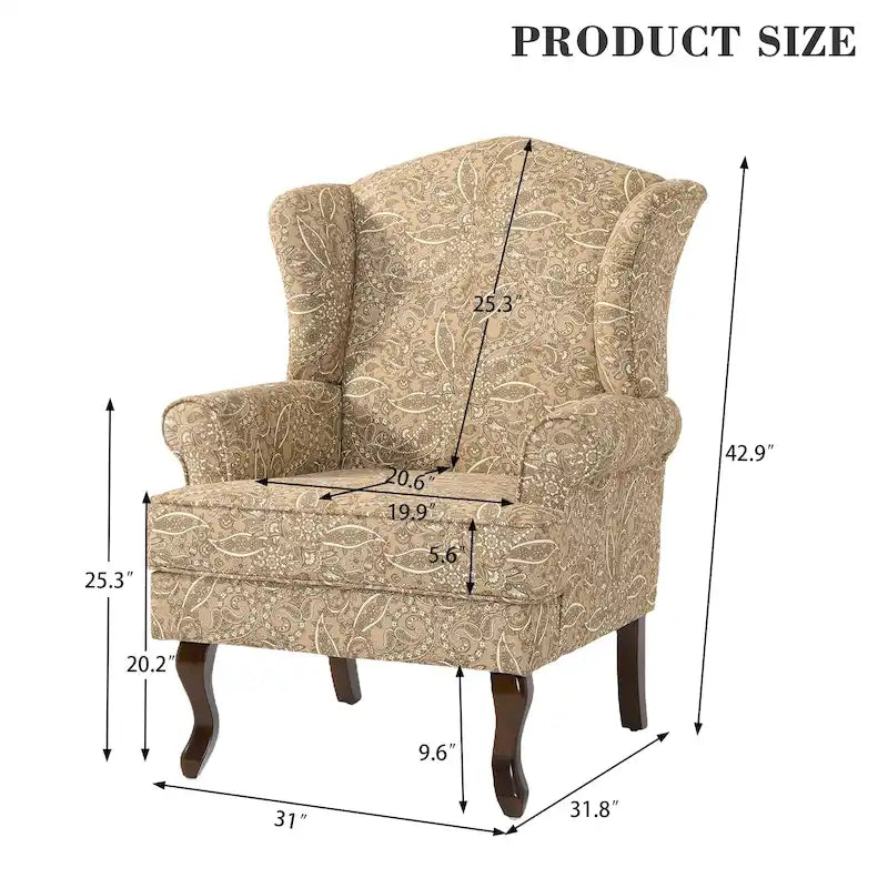 Lot de 2 fauteuils d'appoint à oreilles traditionnels rembourrés
