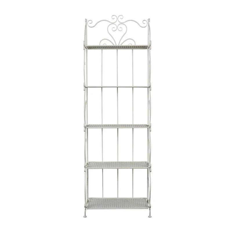 Étagère de boulanger pliante haute en métal à volutes, intérieure et extérieure, 5 étagères - Or ou blanc - Roche River Decor