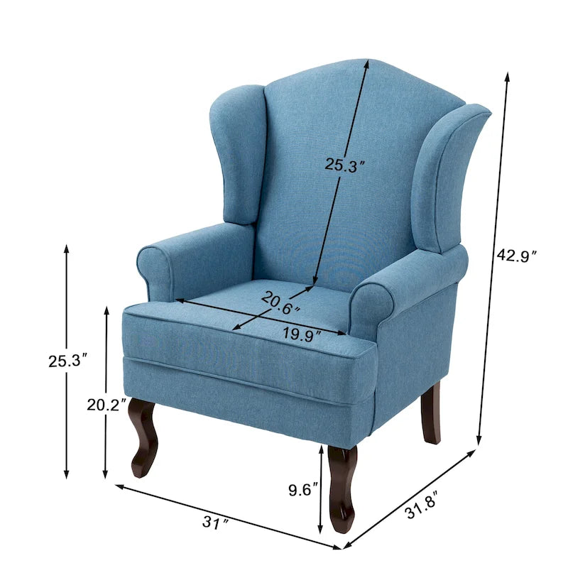 Lot de 2 fauteuils d'appoint à oreilles traditionnels rembourrés