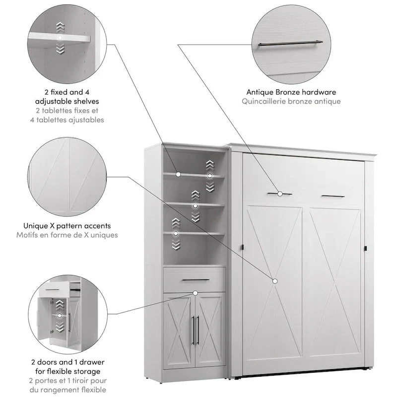 Lit escamotable Key West avec armoire-penderie (88W) de Bestar