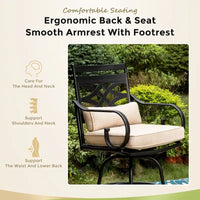 Ensemble de 4 chaises de bar de patio pivotantes en métal avec coussins pour l'extérieur