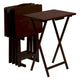 PJ Wood tables plateaux TV pliantes avec support de rangement compact, espresso, ensemble de 5 pieces - 36,38