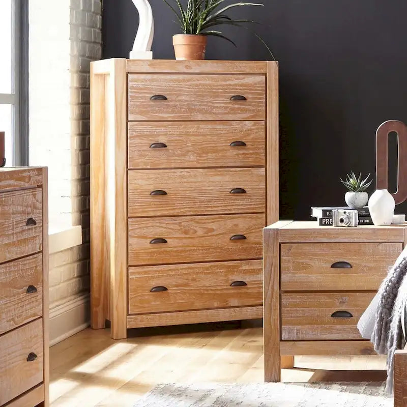 Grain Wood Furniture Montauk Coffre 5 tiroirs en bois massif