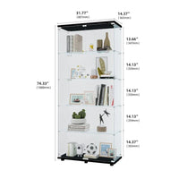 Vitrine en verre à double porte avec 5 étagères