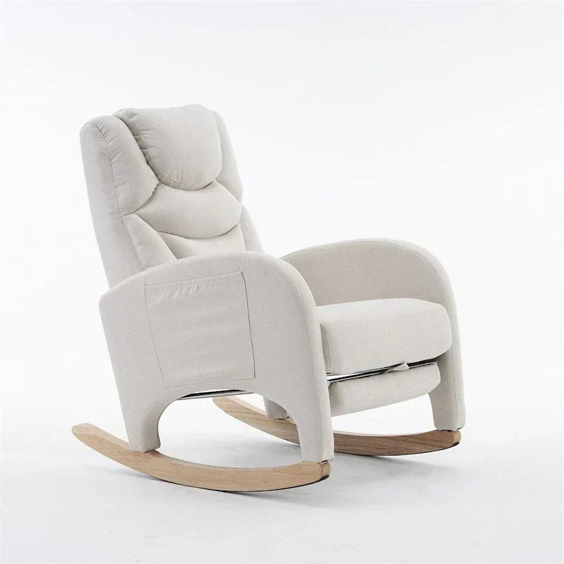 Fauteuil à Bascule d'Allaitement Ergonomique en Tissu avec Repose-Pieds Réglable