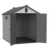 Abri de rangement extérieur en résine tout temps 6 pi x 4 pi/6 pi x 8 pi/8 pi x 6 pi/8 pi x 10 pi avec plancher, abri à outils Spire