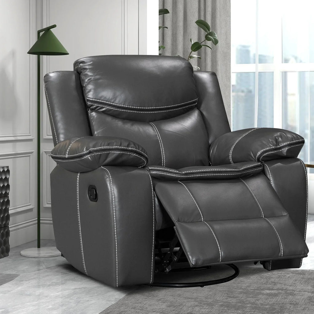 Fauteuil inclinable de massage et chaleur en cuir durable à assise large