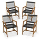 Chaises de salle à manger Gymax Patio 4 pièces en bois d'acacia Tressage de corde tout temps
