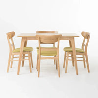 Ensemble de salle à manger rectangulaire 5 pièces en tissu et hévéa Idalia par Christopher Knight Home