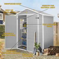 Abri de rangement extérieur en résine tout temps 6 pi x 4 pi/6 pi x 8 pi/8 pi x 6 pi/8 pi x 10 pi avec plancher, abri à outils Spire