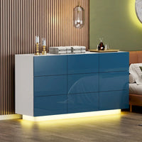 Commode à 9 tiroirs Tour de rangement pour chambre à coucher avec lumière