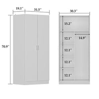 Armoires-penderies 2 portes autoportantes pour chambre avec tringle de suspension