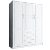 Palace Imports Armoire-penderie Cosmo 3 portes 100% bois massif avec portes en bois massif ou miroir
