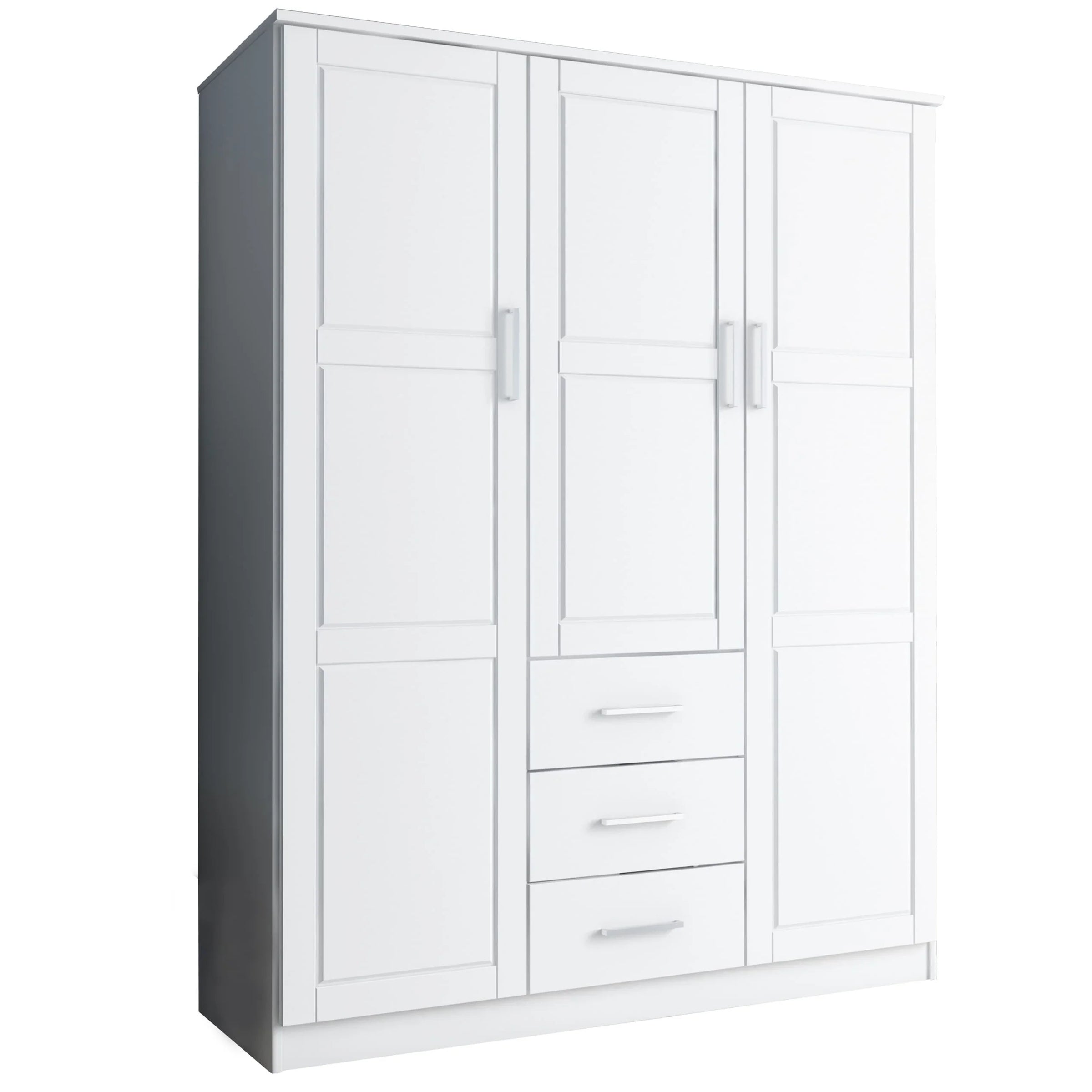 Palace Imports Armoire-penderie Cosmo 3 portes 100% bois massif avec portes en bois massif ou miroir