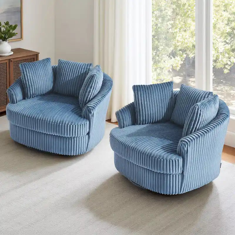 DREAMSIDEA - Lot de 2 fauteuils tonneau pivotants à accoudoirs encastrés à housse