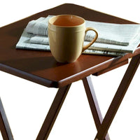 PJ Wood tables plateaux TV pliantes avec support de rangement compact, espresso, ensemble de 5 pieces - 36,38
